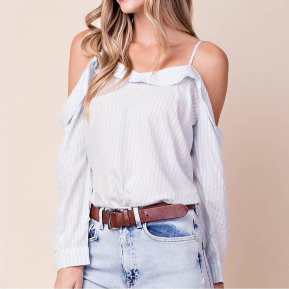 Cold Shoulder Striped Top